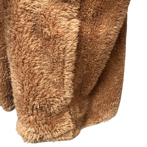 Denim & Co. Fleece Pullover Plus Size 2X Brown Cozy Fuzzy Womens Sherpa Jacket - Picture 7 of 9